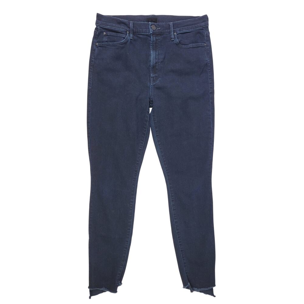 MOTHER The Stunner Zip Two Step Fray Dark Wash Skinny Jeans | Women's Sz 30